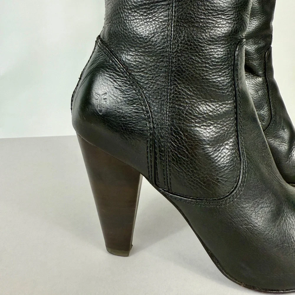 Frye Regina Zip Black Leather Boots - Picture 7 of 12
